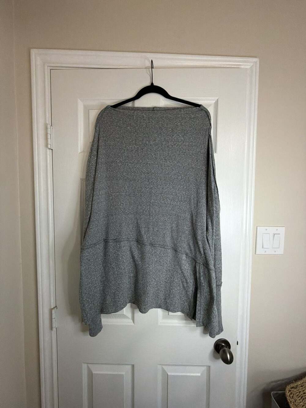 We The Free Thermal Top Size M Gray Waffle Knit Oversized Tunic